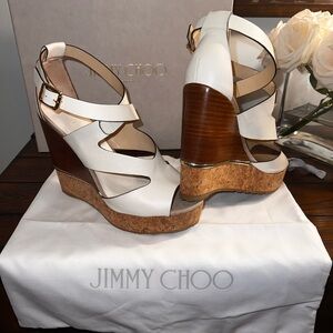 Jimmy Choo White Strappy
Leather&Cork wedge